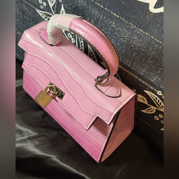 Pink Ombre Vegan Crocodile-Embossed Mini Tote - Picture 11 of 12